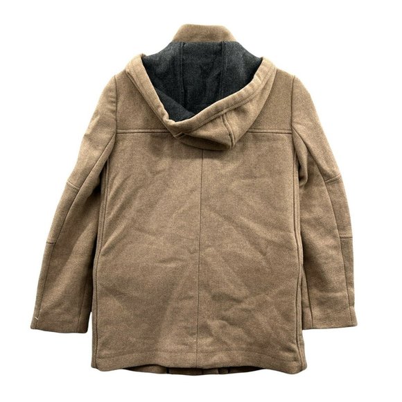 MNG Suit Jacket Coat Women's XS Removable Hood Wool Blend Brown Zipper S… - Picture 2 of 8